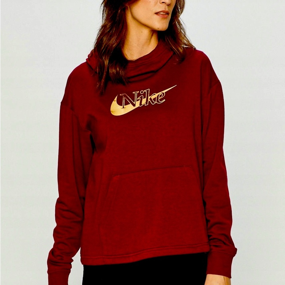 Nike - Womens - XXL - Icon Clash Funnel Neck Hoodie - Bordeaux/Gold - NWT